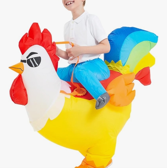 Inflatable Chicken Rider Costume - Picture 4 of 5